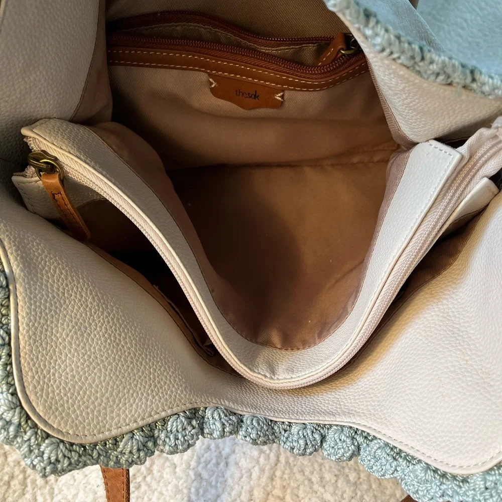 The Sak Vintage Cream and Tan Tote with Brown Handles and Tassels - Picture 13 of 16